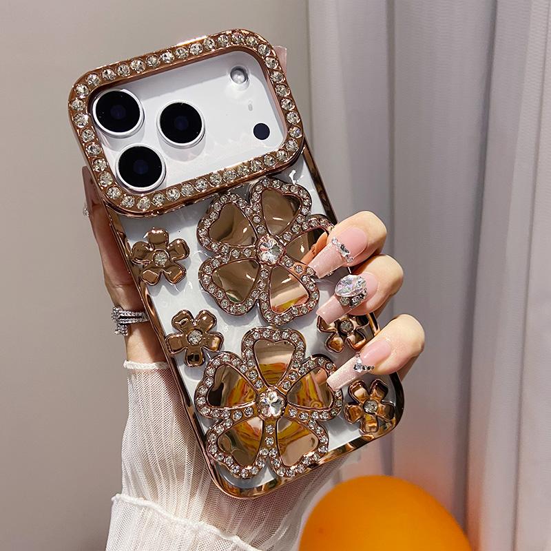Galvanisiert Klar Bling Glitzer Farbverlauf Blumen Hülle für IPhone 17 Air 16 15 11 12 13 14 Pro Max Weiches Silikon Stoßfeste Abdeckung