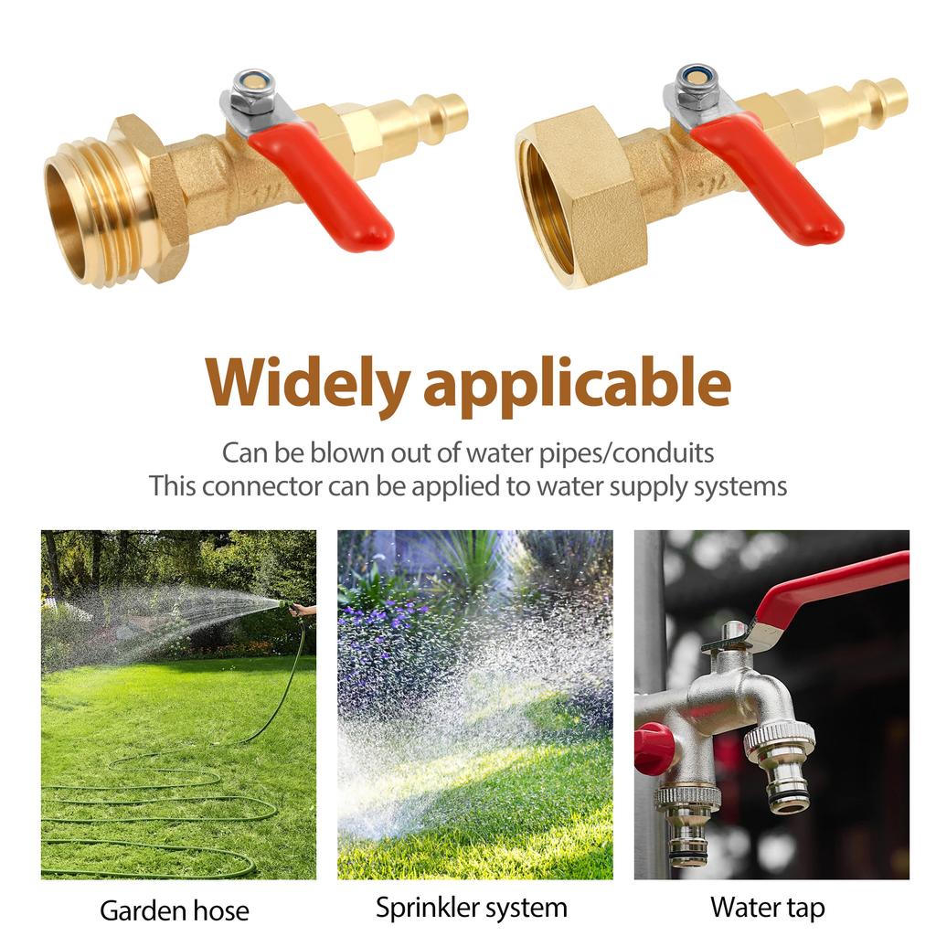 RV Winterize Blowout Adapter Brass Winterizing Quick Adapter with 1/4" Quick Connect Plug and 3/4" Garden Water Hose Threading