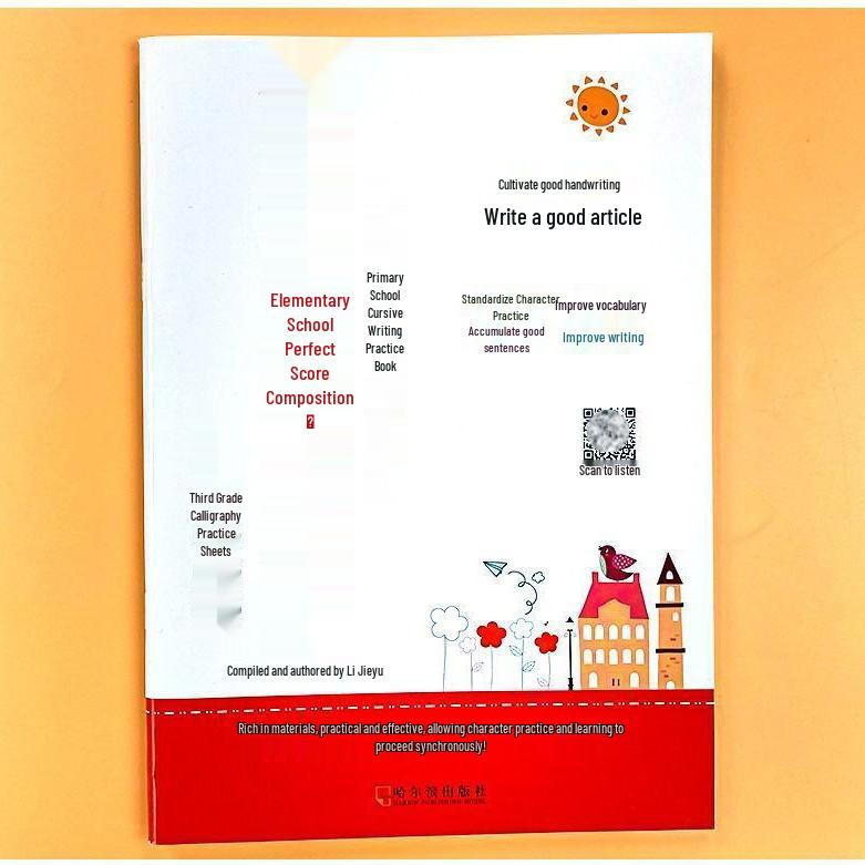 Primary School Composition Practice & Beautiful Sentences: Hard Pen Font Sticker Book for Grades 3-6