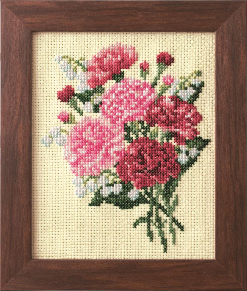 COSMO Embroidery Kit Seasonal Flower Arrangement, Carnation and Lily of the Valley, No. 522205