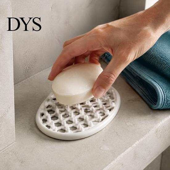 Drainage Soap Holder Silicone Dish, Non-Slip Efficient Holes Tray, Decorative Jewelry Tray Waterproof Quick Drying Saver for Bathroom Kitchen