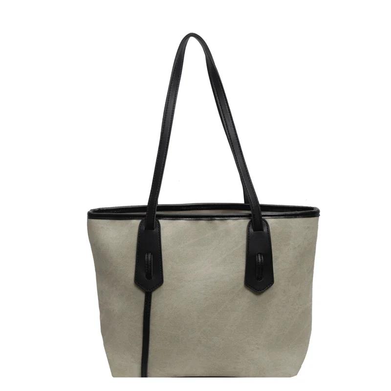 PU Large Capacity  Hot Selling Tote Bag Solid Color Zipper Simple Fashionable Shoulder Bag Soft Versatile Popular Handbag