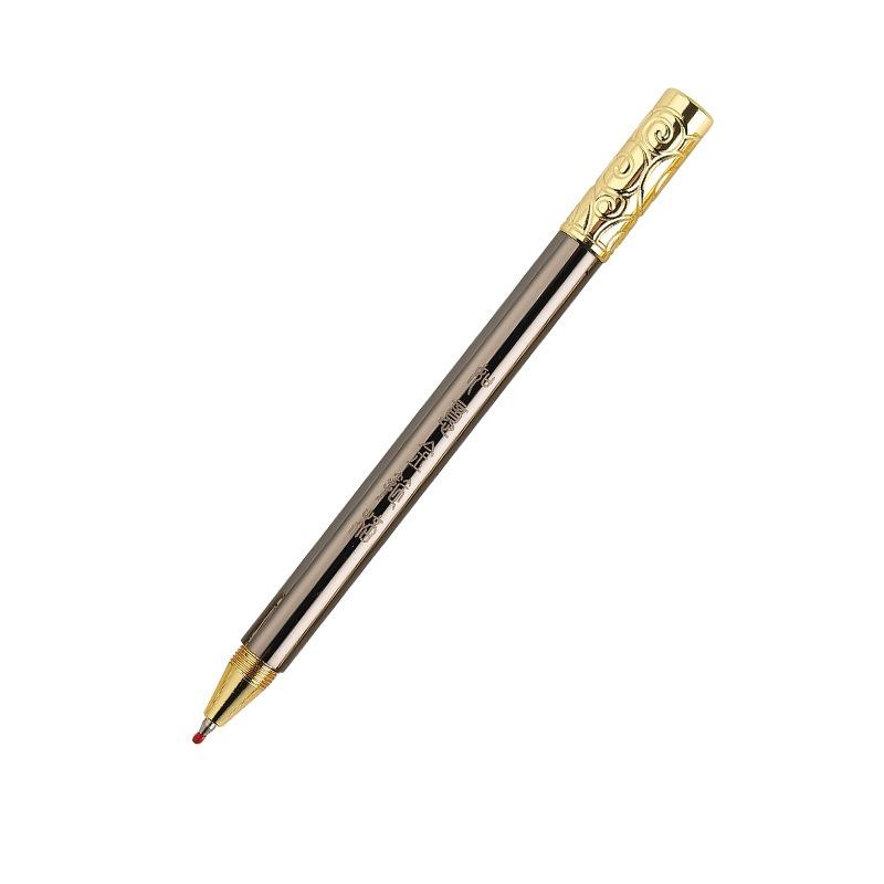 1 Stück modischer kreativer goldener Kugelschreiber mit Ring, goldener Kugelschreiber mit Kupferkappe, Business-Büro Metall-Signaturstift