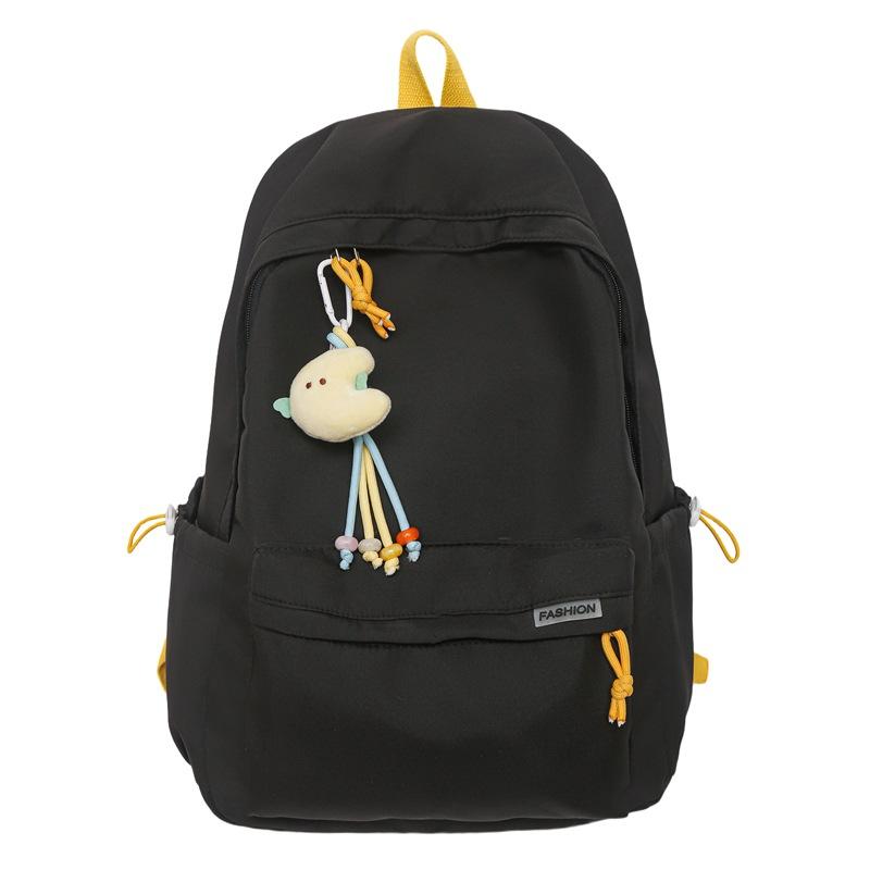 Schoolbag Korean version ins Solid color simple schoolbag Lazy wind backpack Female junior and high school students lightweight large-capacity 