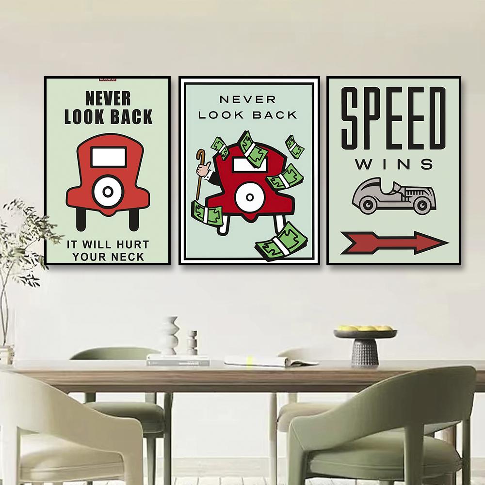 Monopoly Millionaire Money Canvas Decorative Painting Motivational Quote Art Poster Cartoon Figure Mural Home Wall Decor Picture