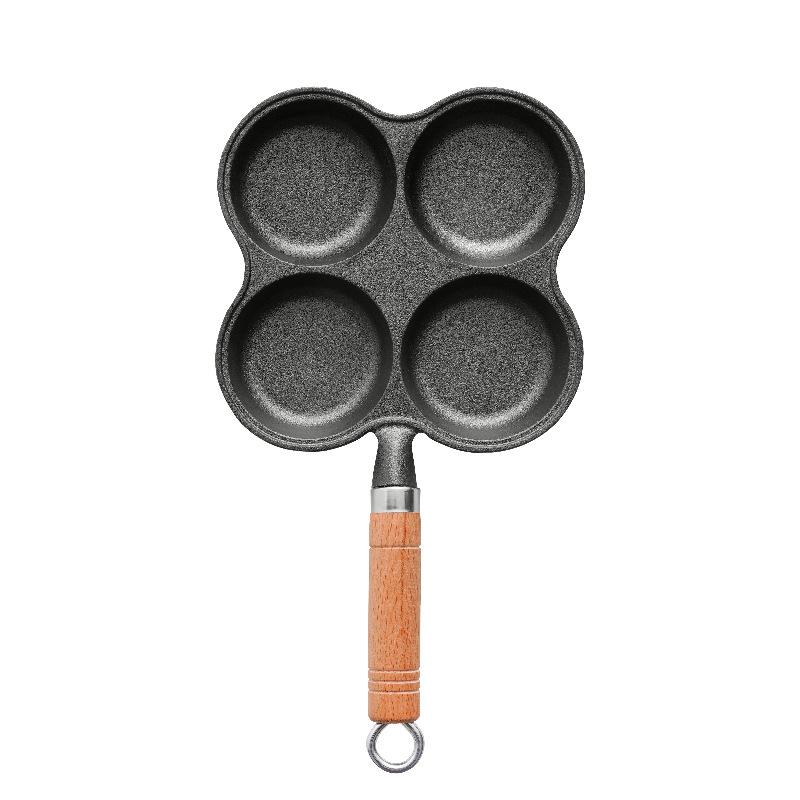 Japanese 19cm Non Stick Omelet Pan 4 Hole Frying Pan Pancake Maker with Handle Crepe Pan for Gas Stove Electric Ceramic Pan