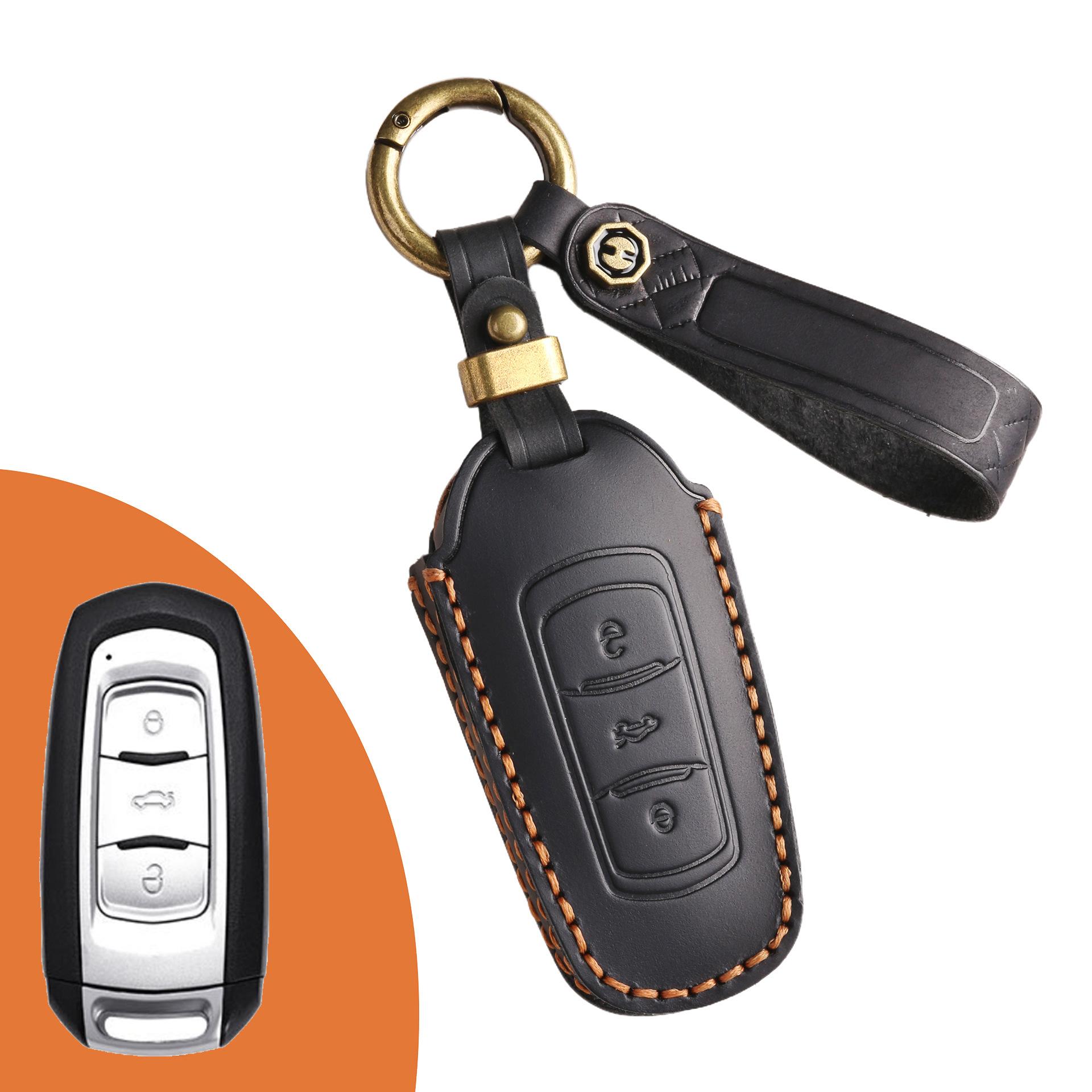 

Leather key cover is suitable for Geely key cover, Emgrand GS Global Hawk, British Vision car key cover, handmade. чёрный