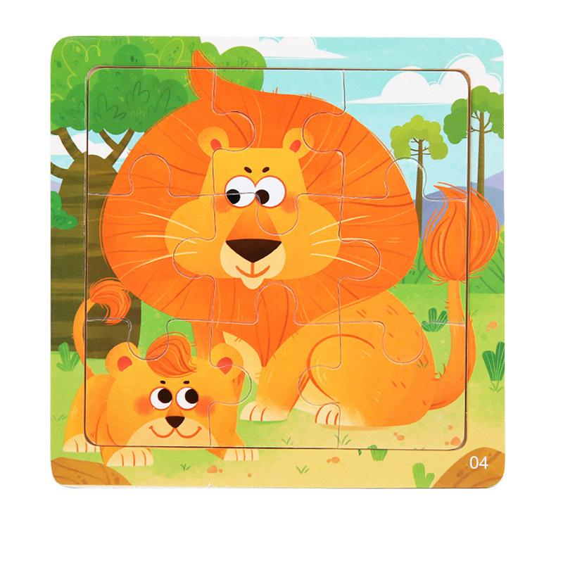 11x11cm New Wooden 3d Puzzle Cartoon Animal Dinosaur Early Learning Educational Montessori Wooden Puzzle Toys for Kids
