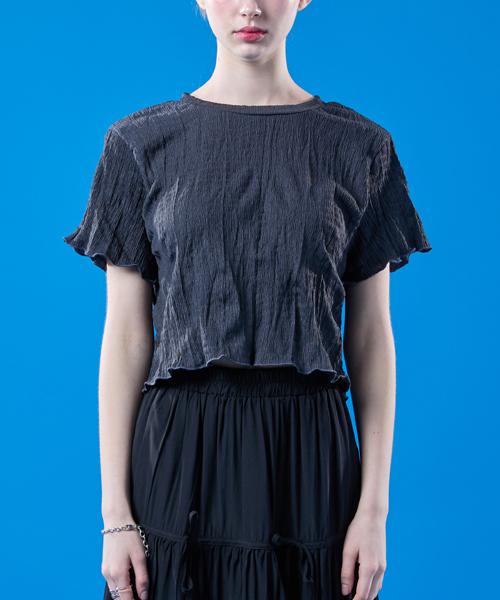 KOLEAT Summer Cooling Marmont Crop Plain Short Sleeve T-Shirt [Charcoal Gray]