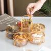 Glass Dried Fruit Dish Nordic Light Luxury Snack Plate Round Transparent Snack Grid Fruit Plate with Plastic Lid Fruit Plate