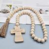 Cross Wood Bead Garlands with Tassels Decorative Birthday New Year Party Decor