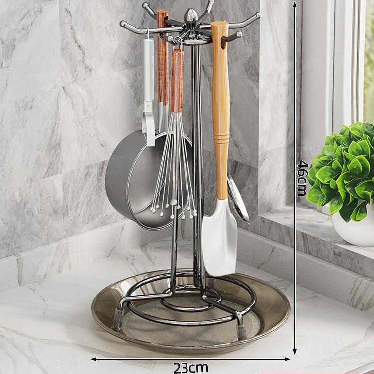 

The kitchen rotating spatula rack is upgraded and thickened, and the storage rack with water tray is smoothly enlarged чёрный