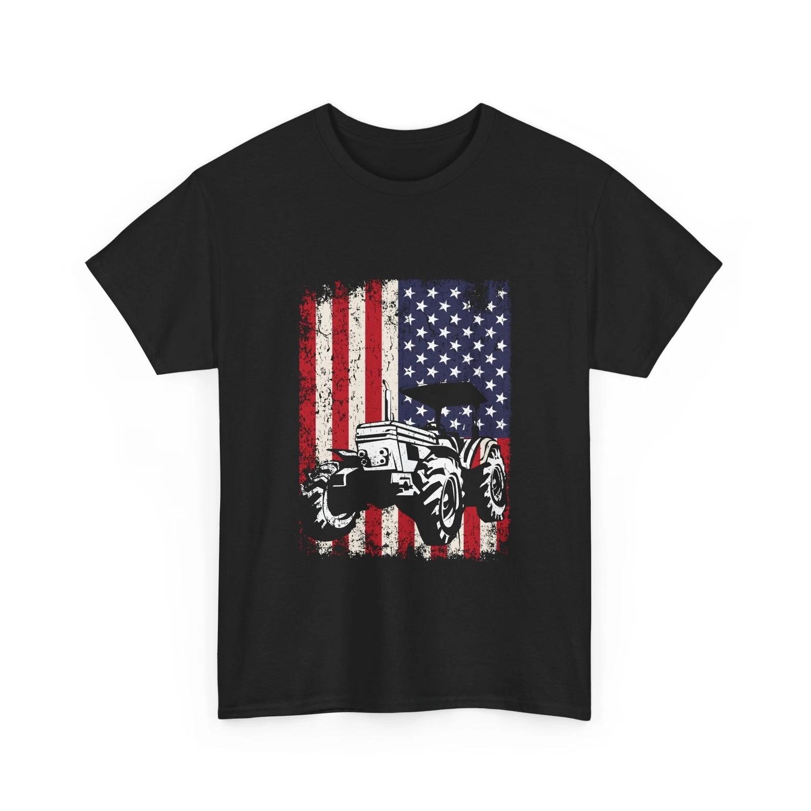 Tractor Shirt, American Flag Tractor Farmer Tractors Lovers Women Men T-shirt 3XL