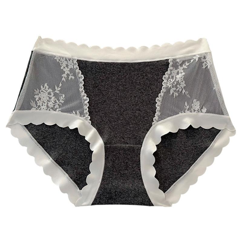 Women's Comfortable Seamless Lace Patchwork Wavy Edge Cotton Crotch Triangle Briefs