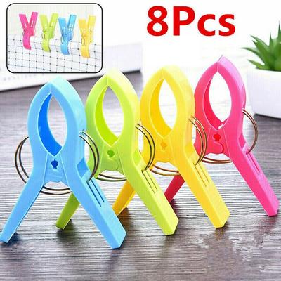 8PCS Colorful Durable Beach Towel Clips Plastic Sturdy Clothes Clips XXL Towel Holder Drying Clothes