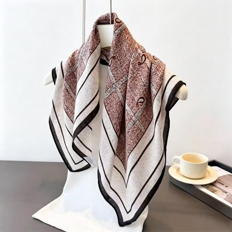 Old Money Wind Cashew Flower Cotton Brown Small Square Scarf Silk Scarf Scarf Shirt Shawl Hair Band Belt Scarf