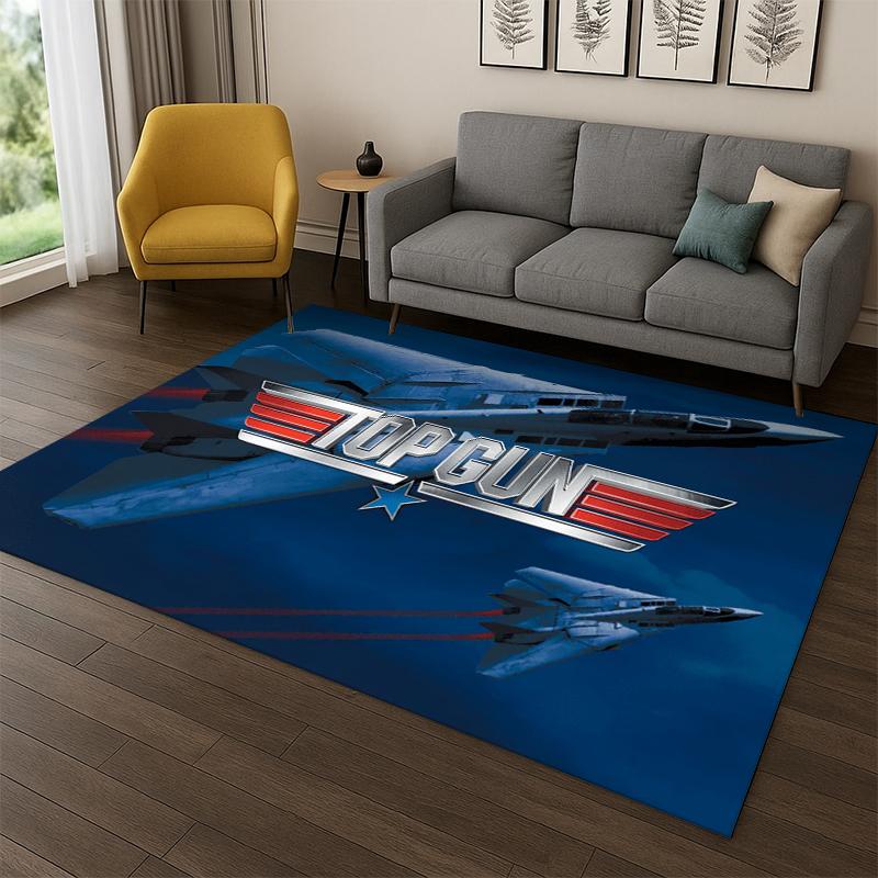 Classic Movie Top Gun Sign Tom Cruise Carpet Rug for Bedroom Living Room Sofa Doormat Home Decor,Kid Game Area Rug Non-slip