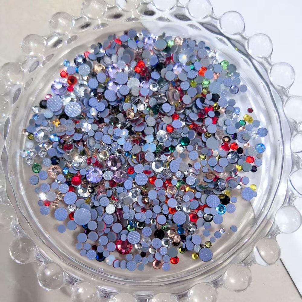 

Разноцветные плоские круглые белые хрустальные стразы для ногтей с термоклеем и наклейки, DIY аксессуары для нейл-арта