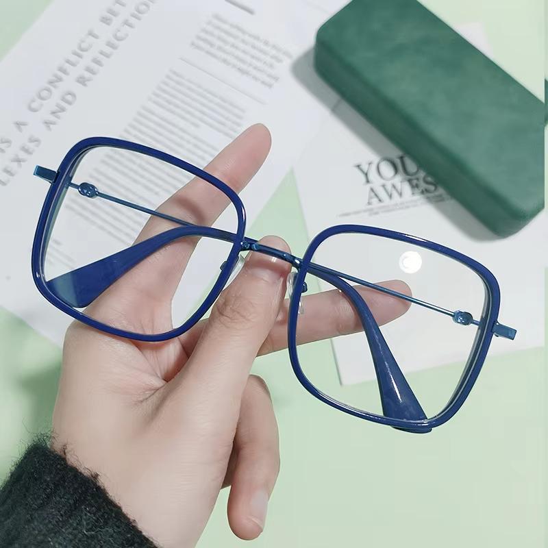 Large Square Frame Woman Glasses Ins Girl Fashion Transparent Eyewear High-definition Anti-blue Light Computer Eyeglass