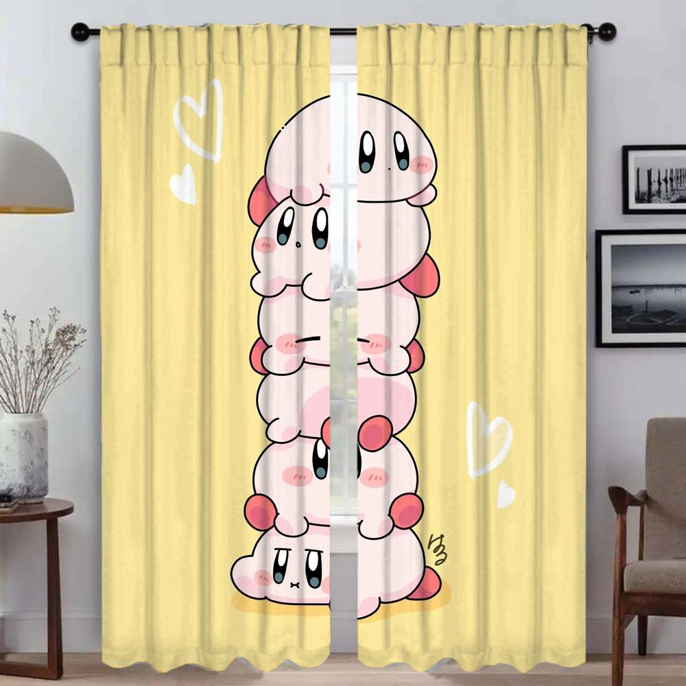 

Kawaii Cartoon K-KirbyS Window Curtain for Room 2 Panel Partition Warnings for Bedroom Halloween Decoration Living Kitchen Child W50xH70cmx2pcs-CL