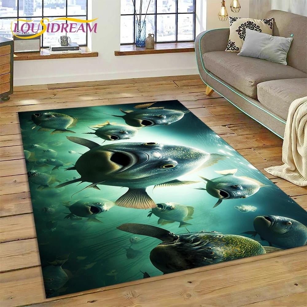 3D Podmořský svět Mořské dno Kreslený koberec s delfínem Koberec pro obývací pokoj Ložnice Domácí dekorace, Protiskluzová dekorace na pohovku Dárek Dítě