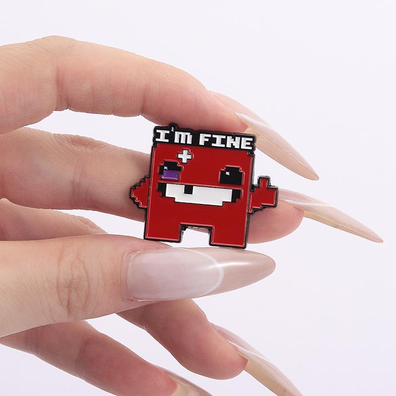 Hüpfspiel Emaille-Pins Custom I'M FINE Broschen Anstecknadeln Kleidung Lustiger Schmuck Geschenk für Kinder Freunde