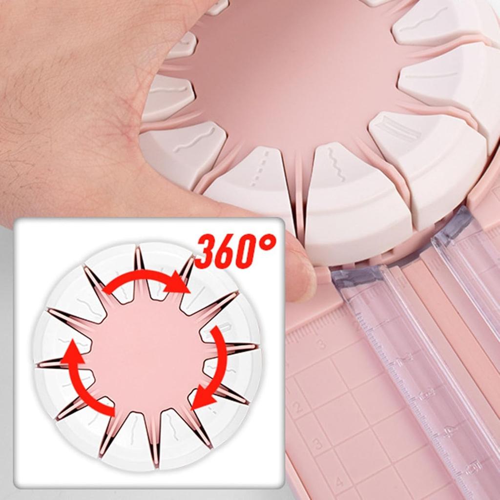 360° Rotary 12-in-1 Paper Cutter,Handheld Multifunction Craft Trimmer with Anti-Slip Pad & Measurement Guide