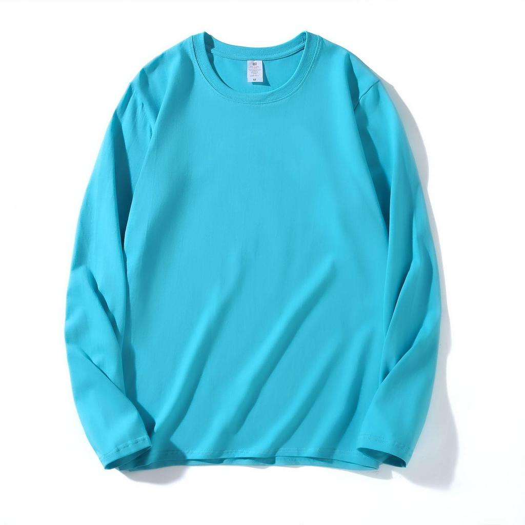 220g Heavyweight Pure Cotton Unisex Long Sleeve T-shirt - Loose Fit Solid Color Casual Sweatshirt