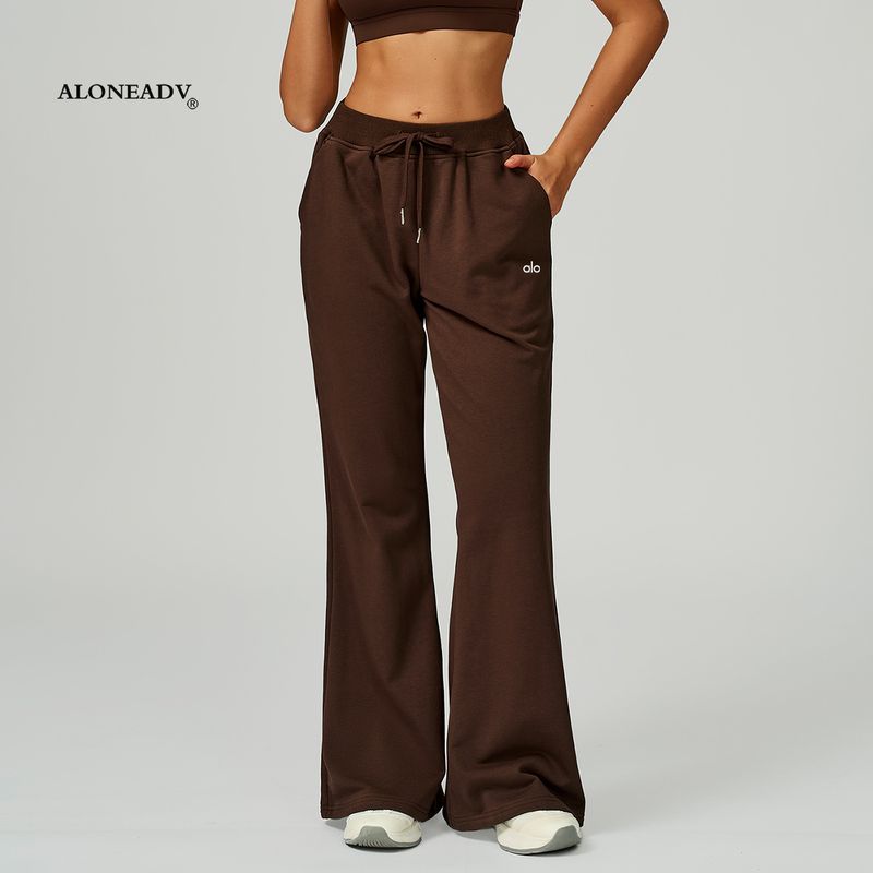 Aloneadv European and American High Waist Yoga Sweatpants Women Autumn Drawstring Straight Casual Trousers Fitness Loose Sweat pants