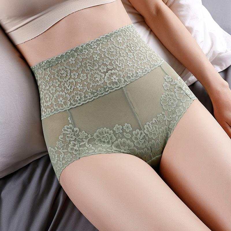Women Lace High Waist Panties Sexy Mesh Girdle Waist Underwear Quality Plus Size Butt Lifter Knickers Tummy Slim Control Briefs