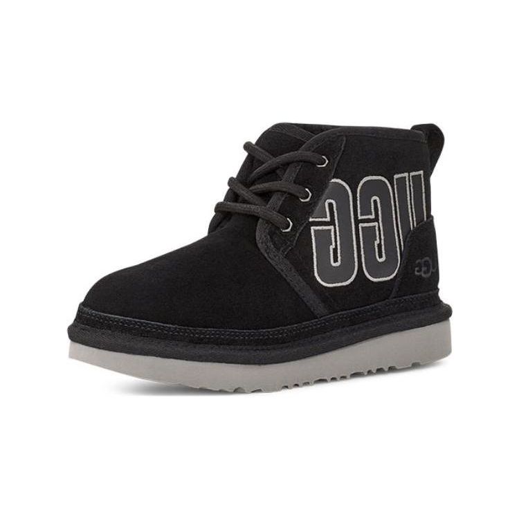 UGG Kids Neumel Graphic Outline Black Grey Suede 1130787K-BGSD