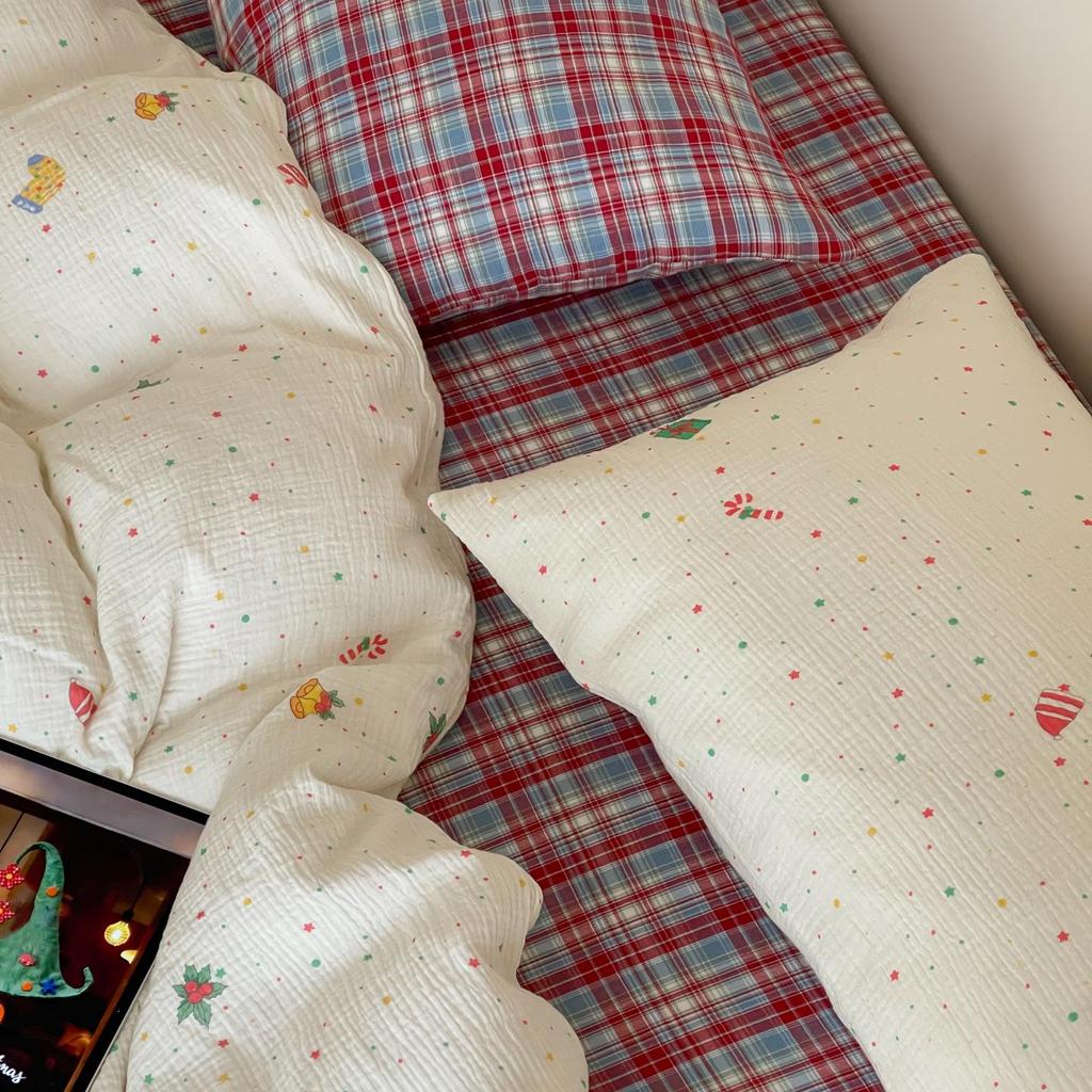 Spring/Summer Soft & Skin-friendly Pure Cotton Gauze 4-Piece Bedding Set: Class A Mother & Baby Grade