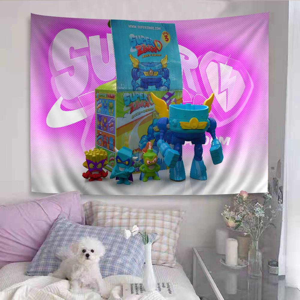 Cute Cartoon Super Zings DIY Wall Tapestry Hanging Tarot Hippie Wall Rugs Dorm INS Home Decor