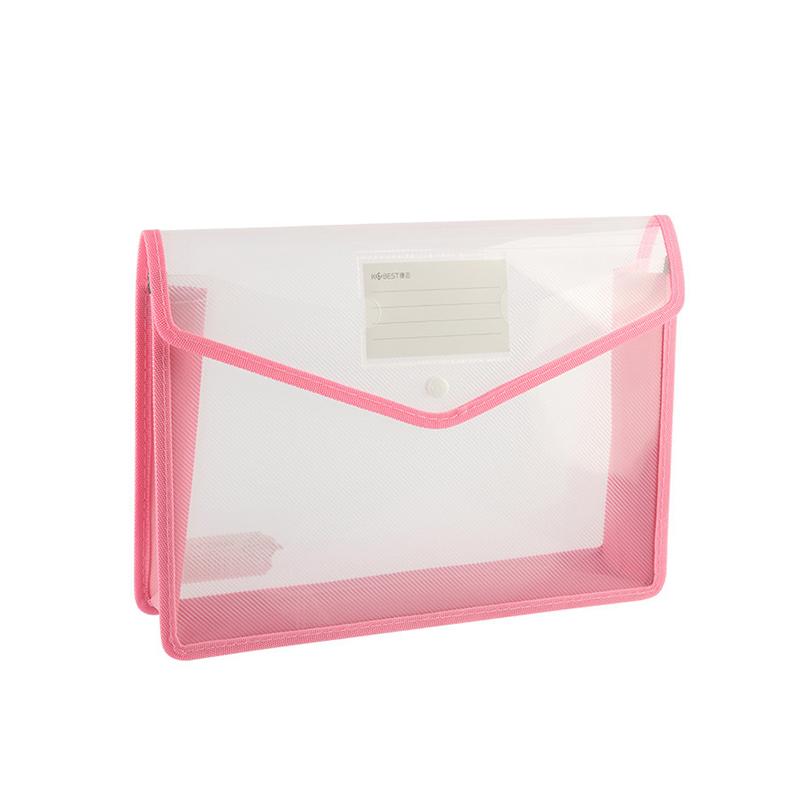 Large Capacity Waterproof File Transparent A4 Folder Press Button Plastic Data Document Bag Storage Office Supplies