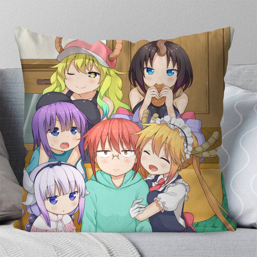 Miss Kobayashis Dragon Maid Anime Pillow Case Fashion Square Pillowcase Bedroom Sofa Room Ins Decoration Leisure