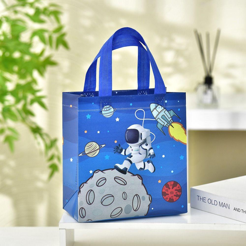 The New Non-woven Fabric Printed Handbag Cartoon Print Astronaut Toy Storage Backpack Large Capacity Candy Gift Bag