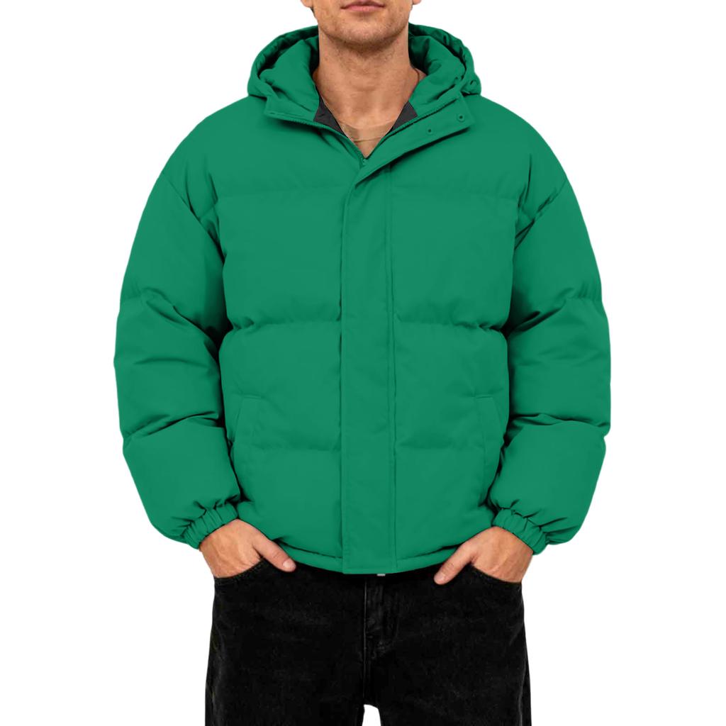 Men's Oversized Casual Down Jacket With Long Sleeves And Hood