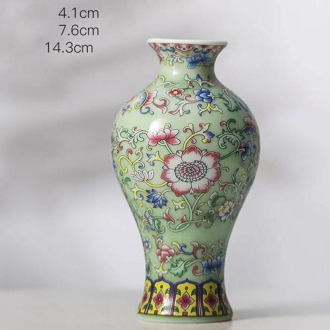 Enamel Flower Vase Decoration New Chinese Retro TV Cabinet Decoration Ceramic Minimalist Chinese Flower Arrangement Vase ZF517