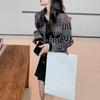 Korean Rainbow Autumn Vintage Loose Striped Knitted Cardigan Sweater Women Classic Tide Mixed Color Single Breasted Pockets Tops