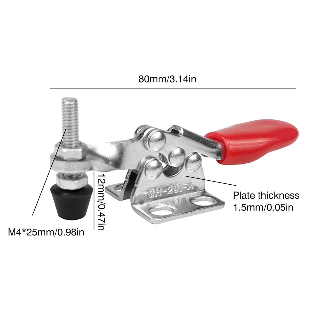 3 Inch Carbon Steel Quick Release Toggle Clamp, Red Rubber Grip Heavy Duty Latch Clamp for Woodworking Welding Mold Fixing