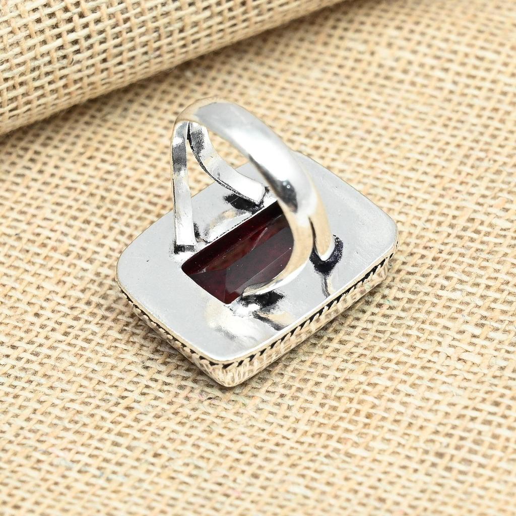 Czerwony granat kamień szlachetny 925 srebro ręcznie robiony prezent ślubny pierścionek biżuteria