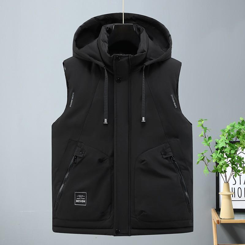 Mens Puffer Vest Winter Warmth Plus Size Stand Collar Zip Up Sleeveless Jacket Students