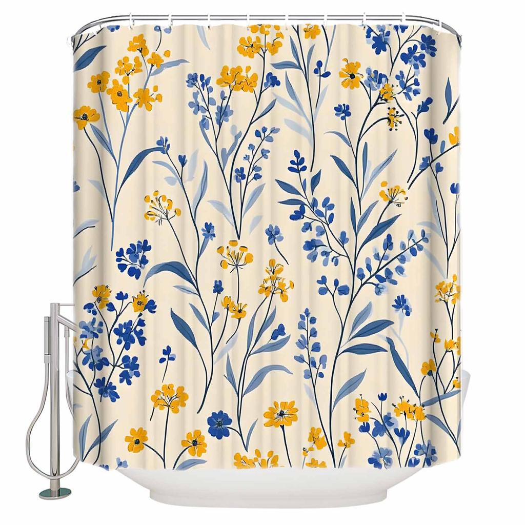 Modernism Daisy Flower Plant Shower Curtains Waterproof Bath Curtains Home Decor Modern Luxury Bathroom Curtain