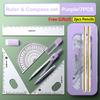 7pcs/ Set Math Geometry Ruler Multifunctional Drawing Tools For Students School Supplies Durable Engineering Design Stationery