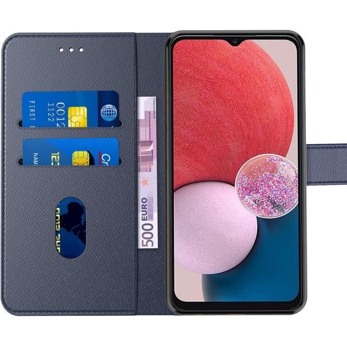 Coque de protection pour samsung galaxy a23 5g - booling - effet cuir bleu marine - anti-choc et anti rayure