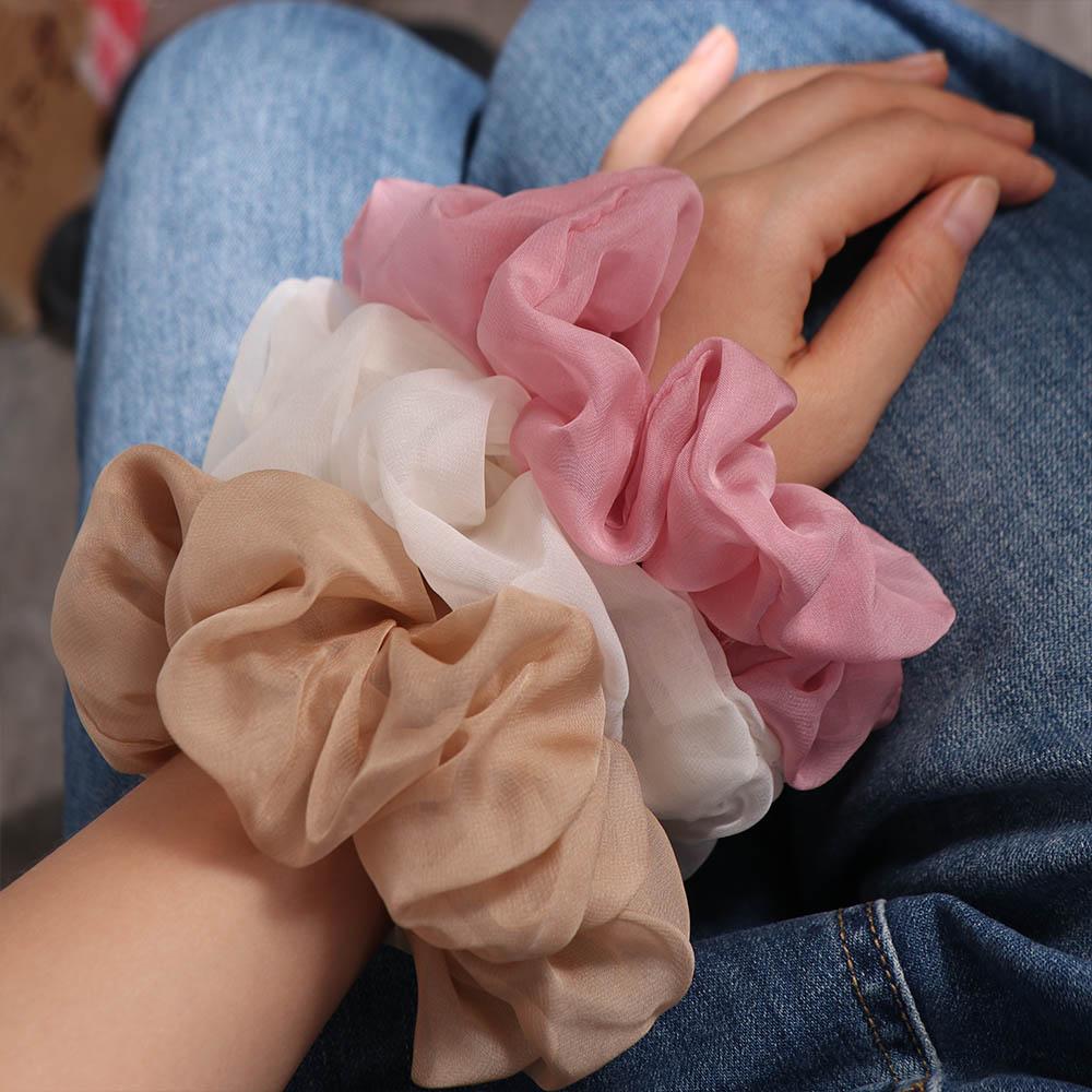 Solid Color Chiffon Scrunchies Sweet Oversized Hair Ropes Women Hair Scrunchies Hair Rubber Bands