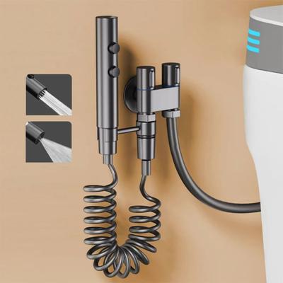 Conjunto de pulverizador de bidê portátil, pistola de pulverização dupla de aço inoxidável, chuveiro, toalete portátil, bidê, torneira, pulverizador, chuveiro, autolimpeza
