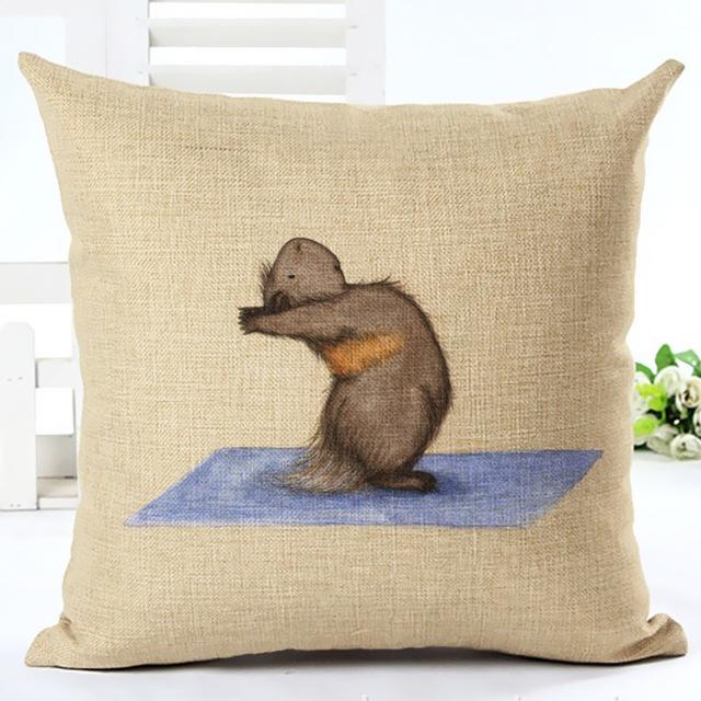 Hamster Yoga Cushion Cover Cotton Linen Pillow Case Animal Hamster Painting Decorative Pillowcase Home Accessories Cushion Cover