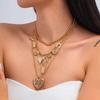 Salircon 4Pcs/Set Vintage Love Heart Bowknot Pendant Necklace for Women 2026 Trendy Punk Gold Color Metal Necklace Jewelry New