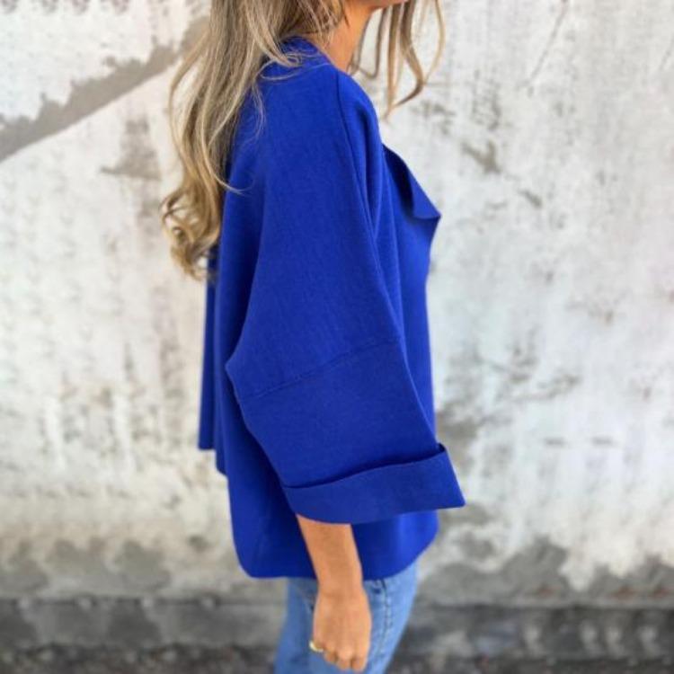 Frühling Herbst Damen Imitation Wildleder Jacke Revers Langarm Offene Vorderseite Mantel Einfarbige Regulärer Stil Oberbekleidung